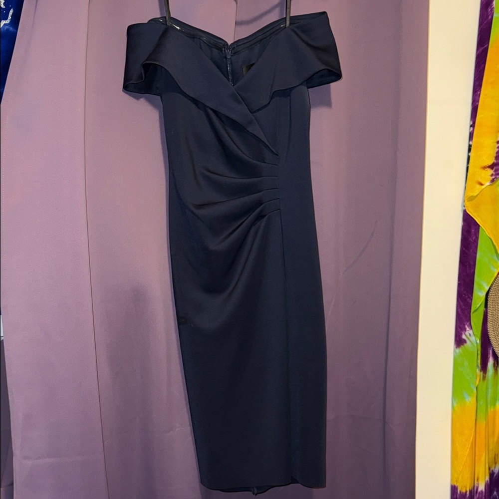 Xscape Strapless Navy Dress